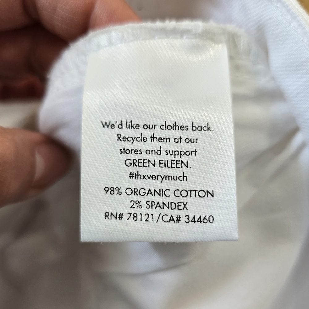 Eileen Fisher White Organic Cotton Denim Slim Jeans Size 8 - Picture 7 of 10